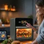 Fritadeira de ar quente GreenBlue GB950 1800W, capacidade 10 l, 8 programas, painel tátil, temporizador, preto