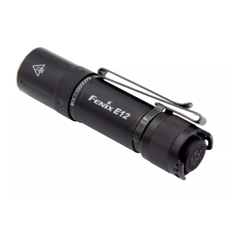 Lanterna de mão Fenix E12 V2.0 preta LED alumínio IP68 50000h