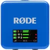 Microfone Rode Wireless Go III azul — sistema lavalier sem fios compacto