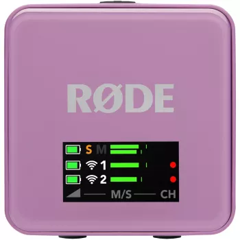 Microfone lavalier sem fios Rode Wireless Go III lilás 2,4 GHz design compacto