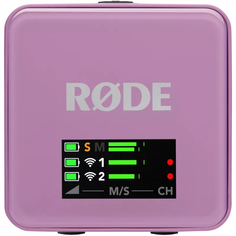 Microfone lavalier sem fios Rode Wireless Go III lilás 2,4 GHz design compacto