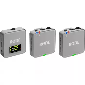 Microfone sem fios Rode Wireless GO III cinzento — design compacto, bateria integrada
