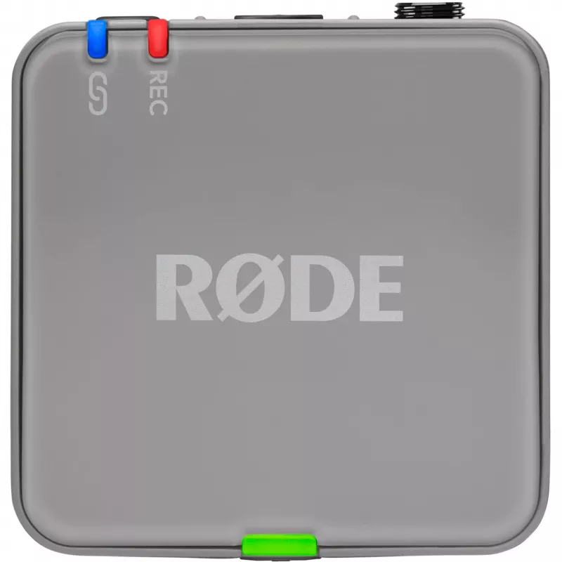 Microfone sem fios Rode Wireless GO III cinzento — design compacto, bateria integrada