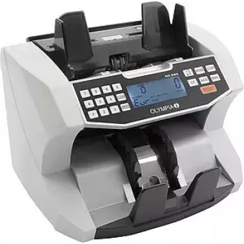 Máquina de contar notas Olympia NC 590 — branco, ecrã LCD, 230 V AC, 60 W, 270×245×248 mm