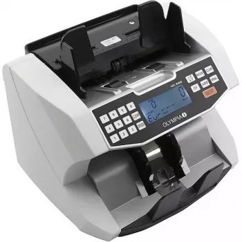 Máquina de contar notas Olympia NC 590 — branco, ecrã LCD, 230 V AC, 60 W, 270×245×248 mm