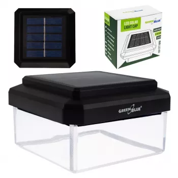 Luminária de coluna LED solar GreenBlue GB127 WW — 3200 K branco neutro, cúpula 80×80 mm, bateria NiMH