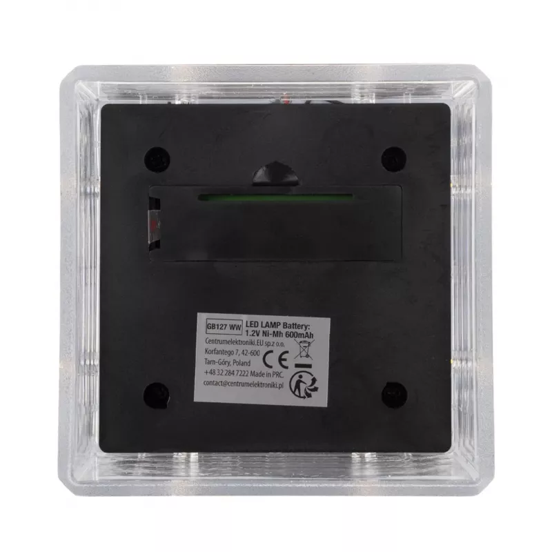 Luminária de coluna LED solar GreenBlue GB127 WW — 3200 K branco neutro, cúpula 80×80 mm, bateria NiMH