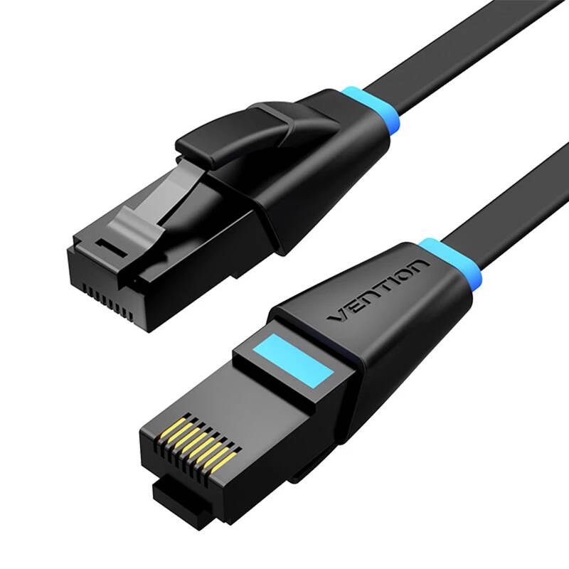 Cabo de rede plano UTP CAT6 Vention IBJBF RJ45 Ethernet 1000 Mbit/s 1 m preto