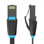 Cabo de rede plano UTP CAT6 Vention IBJBI RJ45 Ethernet 1000Mbit/s 3m preto