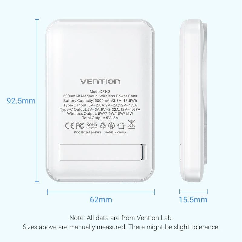 Powerbank Wrl 5000MAH 20W/MAGNETIC preto FHSB0 Vention