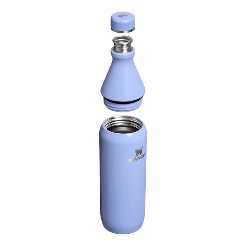 Garrafa térmica STANLEY All Day slim 0,6 l – aço inoxidável com isolamento a vácuo, azul-hortênsia