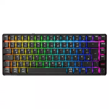 Teclado gaming sem fios Cherry XTRFY K33 Compact 75 % QWERTZ alemão USB + RF + Bluetooth RGB preto