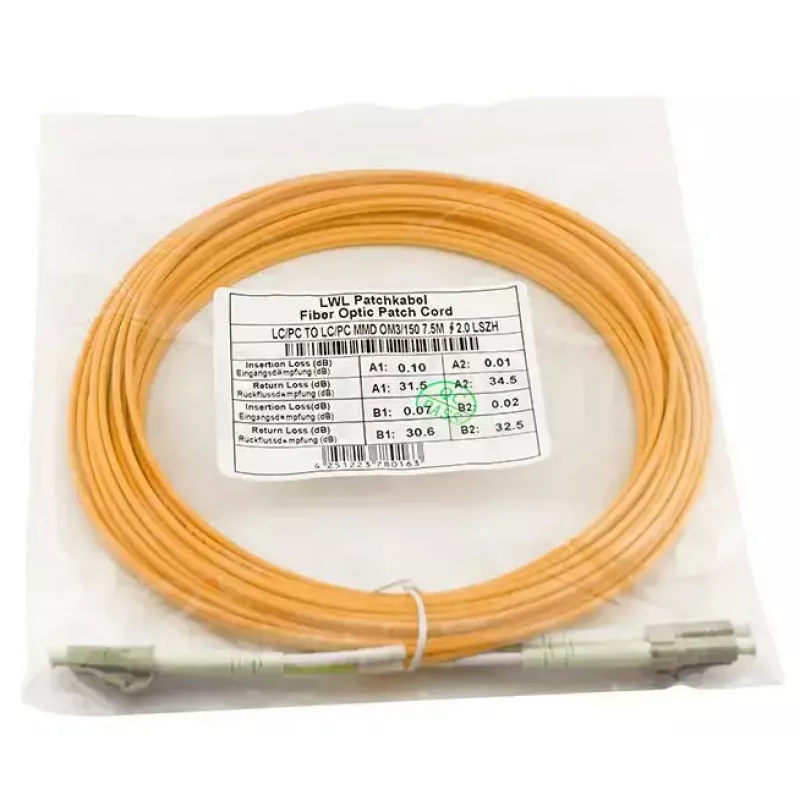 Cabo de fibra ótica duplex BlueOptics CAB-MMF50-LC-LC-3-BO OM2 multimodo LC para LC 3 m laranja