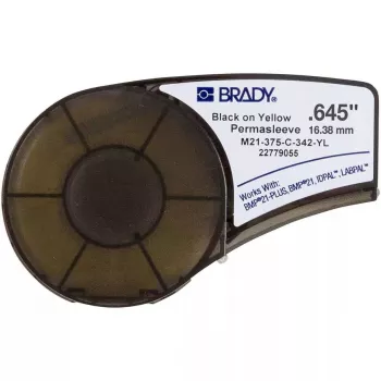 Etiqueta de impressora não adesiva Brady M21-375-C-342-YL, poliolefina, amarelo, 1,64 cm x 2,1 m