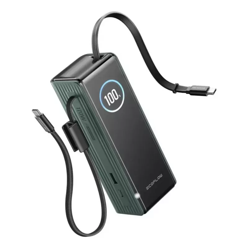 Powerbank EcoFlow RAPID 25000 mAh verde — 170 W de potência total, 2× USB-C, 1× USB-A