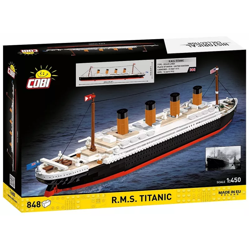 Kit de montagem Cobi R.M.S. Titanic, 848 peças, modelo de navio colecionável
