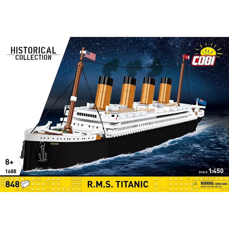 Kit de montagem Cobi R.M.S. Titanic, 848 peças, modelo de navio colecionável