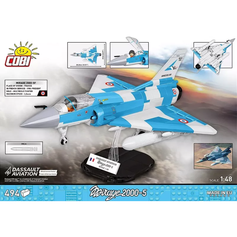 Kit de montagem Cobi Mirage 2000-5F, série Armed Forces, 495 peças, escala 1:48