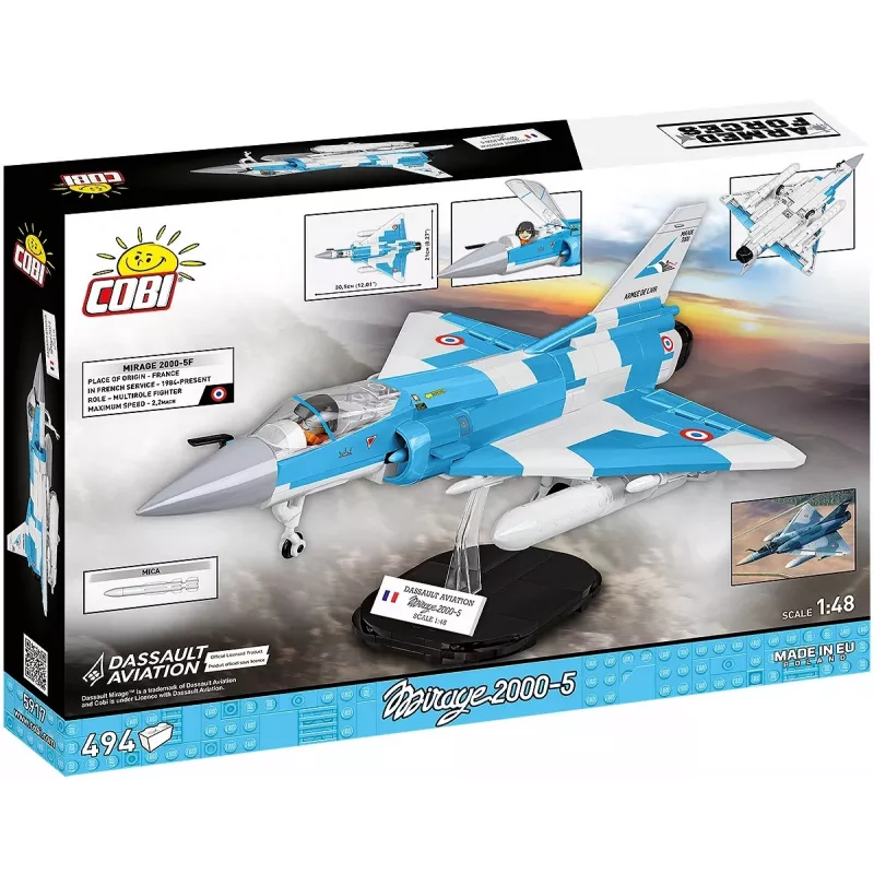 Kit de montagem Cobi Mirage 2000-5F, série Armed Forces, 495 peças, escala 1:48