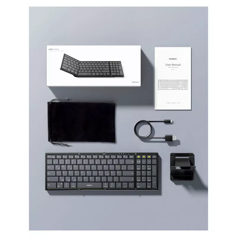 Teclado Bluetooth sem fios tamanho completo Inateck N0135 preto — QWERTZ, interruptores de tesoura