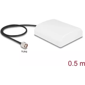 Antena DELOCK 90761 — antena WiFi N direcional 2,4 GHz 8 dBi com conector N e cabo RG-58 de 50 cm, branca, exterior