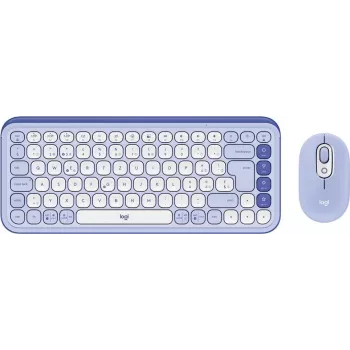 Conjunto de teclado e rato Logitech POP Icon Combo - sem fios - Bluetooth LE - QWERTZ - Suíça - lilás, branco sujo (920-013277)