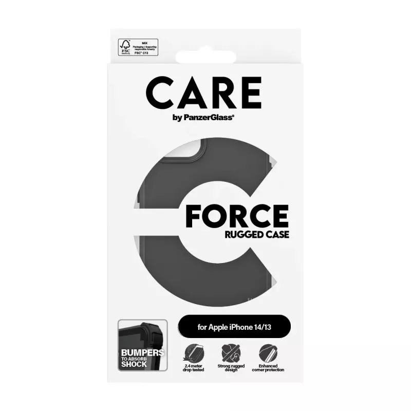 Capa PanzerGlass CARE by moda para iPhone 14 13 FORCE preta