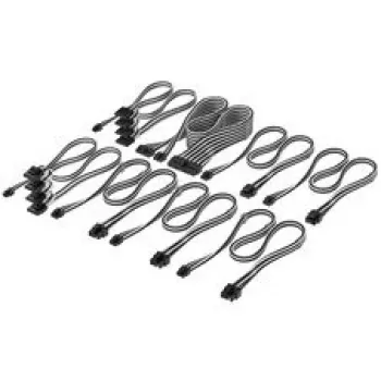 Kit Pro de cabos DC com revestimento premium Corsair, para fonte de alimentação Type-5 - preto/branco