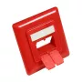 Peça central 50x50mm incl. moldura de cobertura 80x80mm para tomadas de rede, vermelho trânsito RAL3020, Good Connections (GC-N0057)