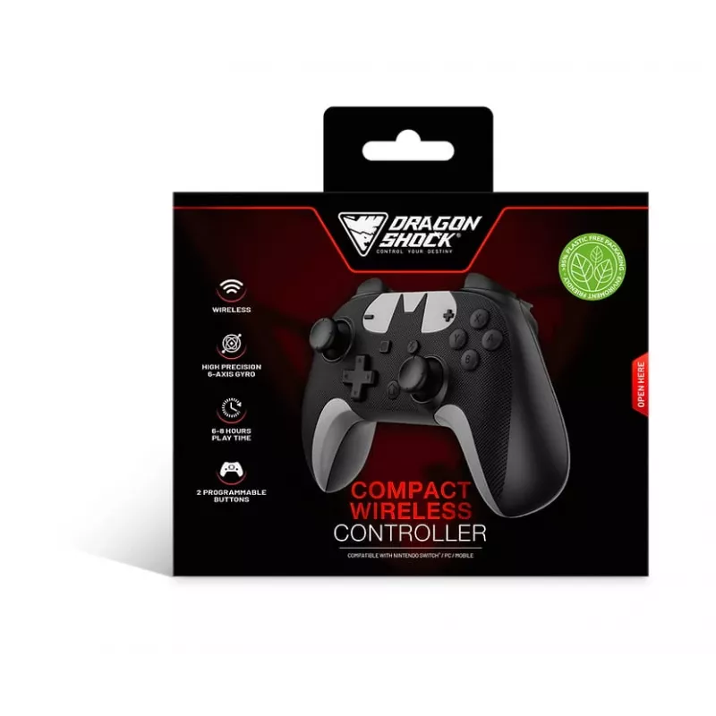 DragonShock PopTop Compact, comando, Nintendo Switch, botão Voltar, D-Pad, botão Home, botão Reset, sem fios, Bluetooth, USB Type-C