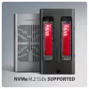 Caixa externa AXAGON EEM2-20GD USB-C 20 Gbps para duas SSD M.2 NVMe com clonagem por hardware