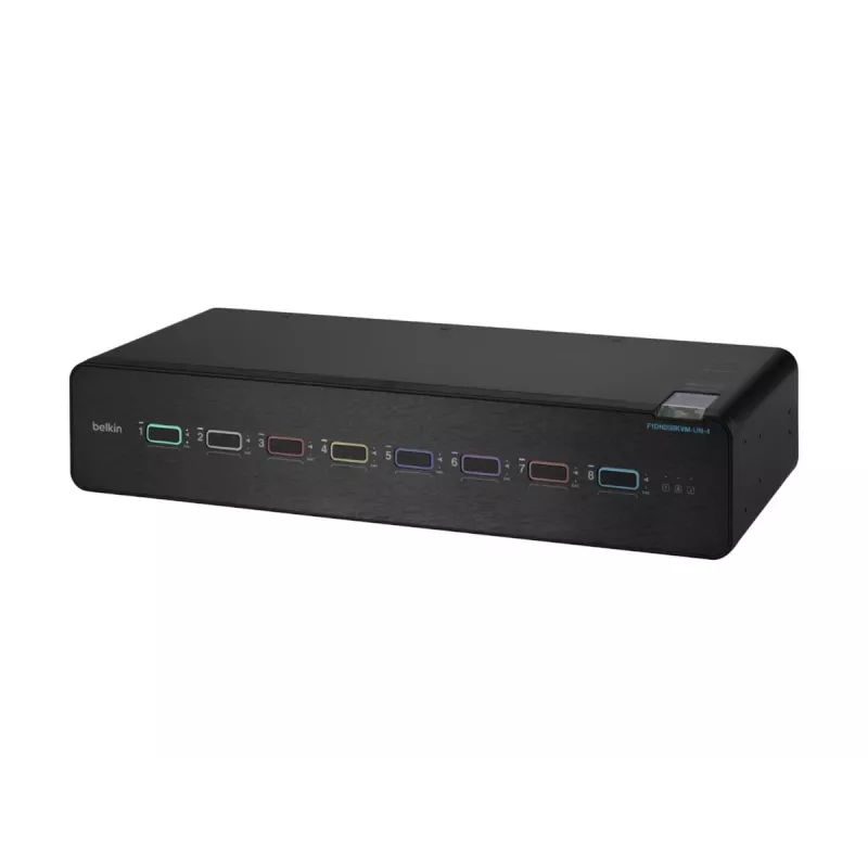 Switch KVM Belkin F1DN208KVM-UN-4 – 8 portas Dual-Head HDMI/DisplayPort, teclado e rato USB, 4K@60Hz, montagem em rack, preto