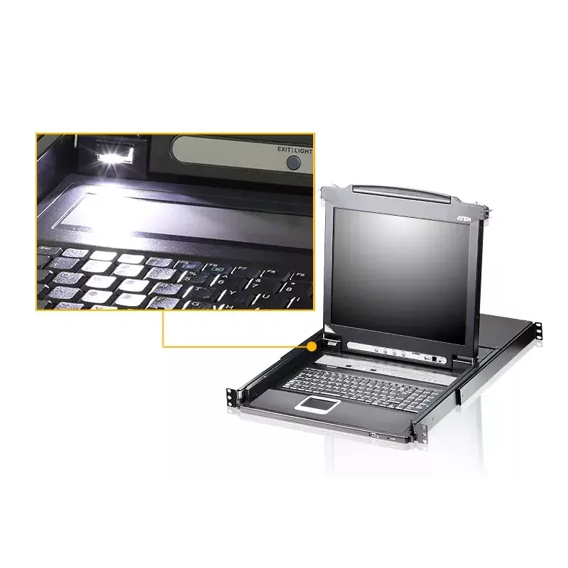 Comutador KVM LCD ATEN 8 portas 43,2 cm (17 polegadas) (USB – PS/2 VGA) com porta periférica USB