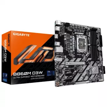 GIGABYTE B860M D3W Motherboard - CPUs Intel Core Ultra Series, 4+1+2 fases VRM, até 9066MHz DDR5, 2xPCIe 4.0 M.2, 1GbE LAN, USB 3.2 Gen 1
