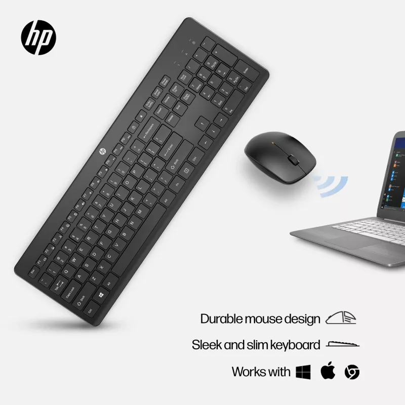 Conjunto de rato e teclado sem fios HP 230, branco, rato incluído