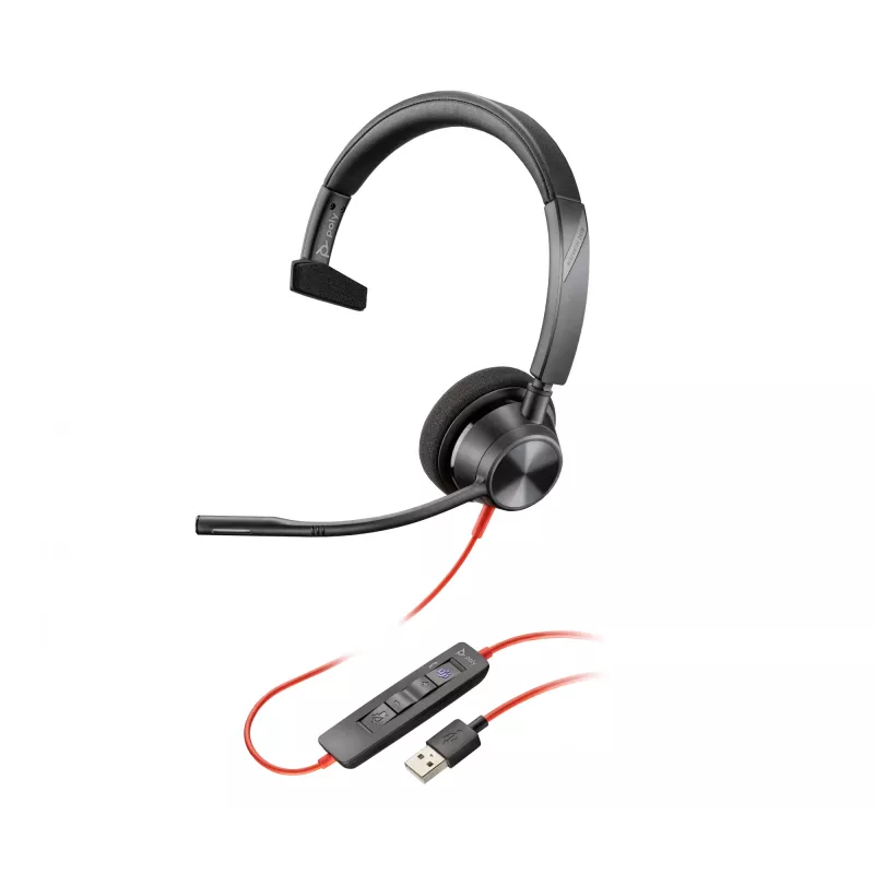 Headset HP Poly Blackwire 3310 certificado Microsoft Teams + adaptador USB-C/A TAA