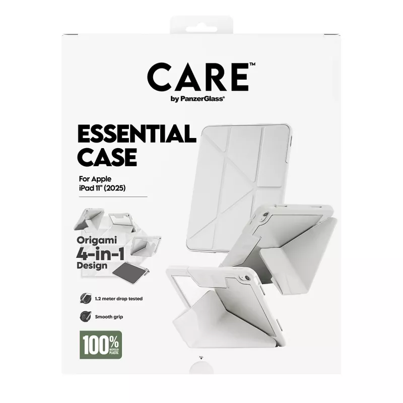 Capa de proteção PanzerGlass CARE Essential para iPad 11 polegadas (2025–2026) em cinzento-claro, modelo CR43626