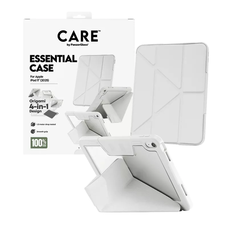 Capa de proteção PanzerGlass CARE Essential para iPad 11 polegadas (2025–2026) em cinzento-claro, modelo CR43626