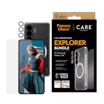 Proteção de ecrã PanzerGlass CARE 3-em-1 para Samsung Galaxy S (2026) – PanzerGlass