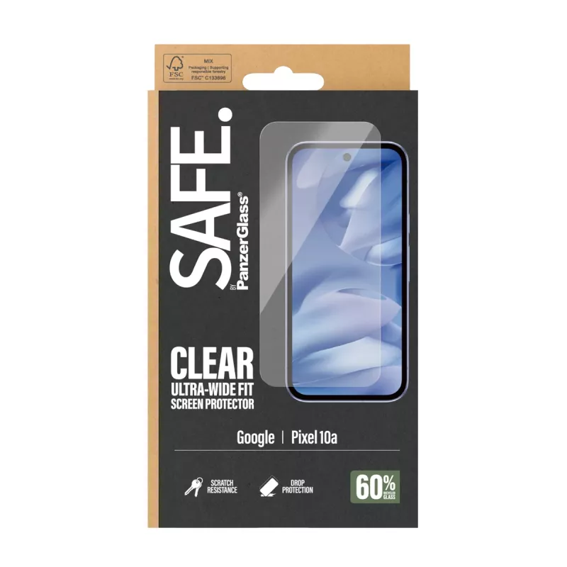 Proteção de ecrã PanzerGlass SAFE. by ® para Google Pixel 10a 5G | Ultra-Wide Fit