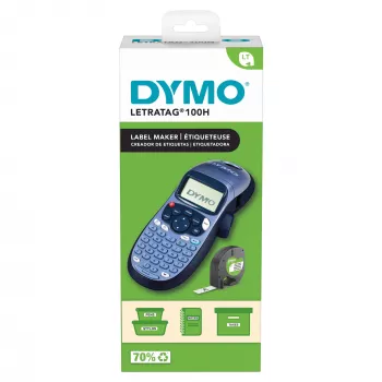 Etiquetadora manual DYMO LetraTag LT-100H | impressora de etiquetas com teclado ABC e ecrã LCD de 13 caracteres fácil de ler | para casa ou escritório | azul