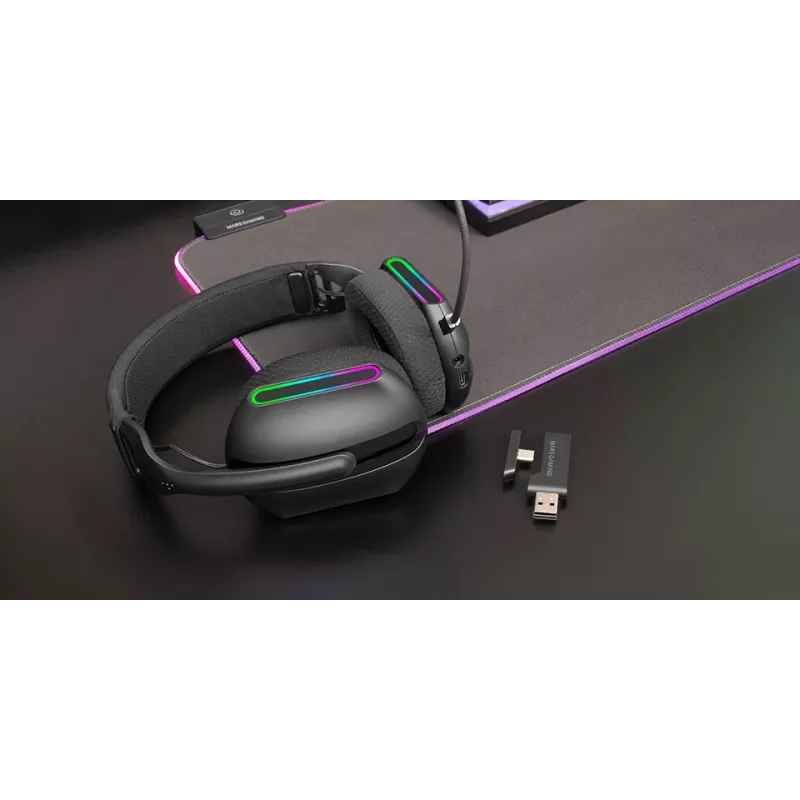 Headset Mars Gaming MHW-PRO com fios e sem fios arco de cabeça USB Type-C Bluetooth preto