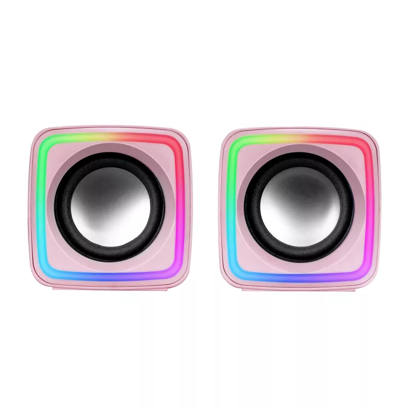 Altifalantes gaming RGB compactos Mars Gaming MSCUBEP rosa 8W processador de som DSP