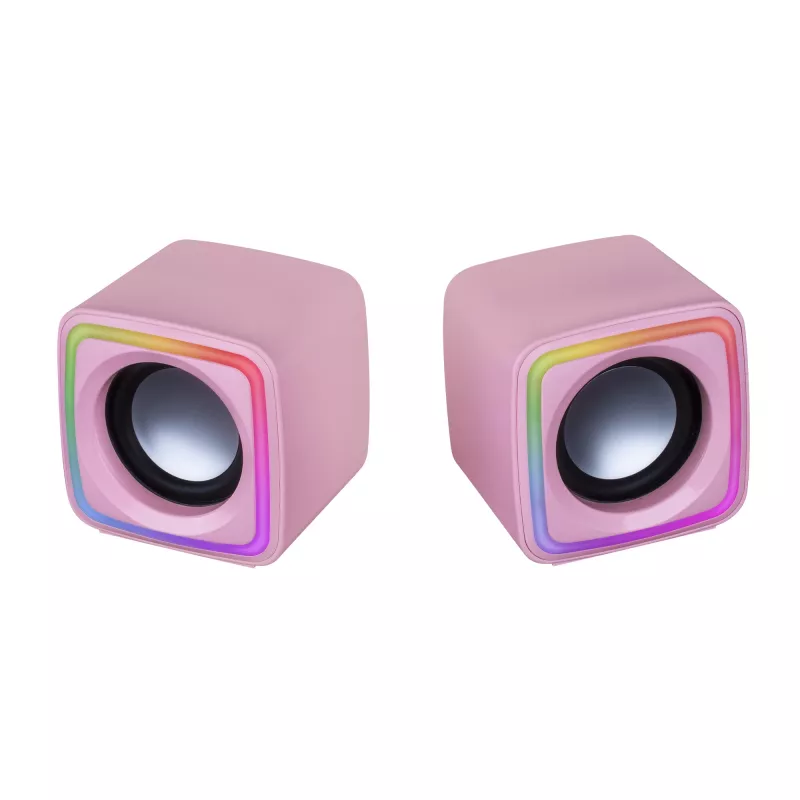 Altifalantes gaming RGB compactos Mars Gaming MSCUBEP rosa 8W processador de som DSP