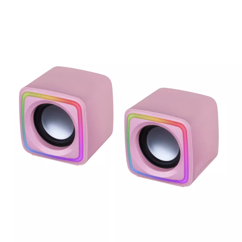 Altifalantes gaming RGB compactos Mars Gaming MSCUBEP rosa 8W processador de som DSP