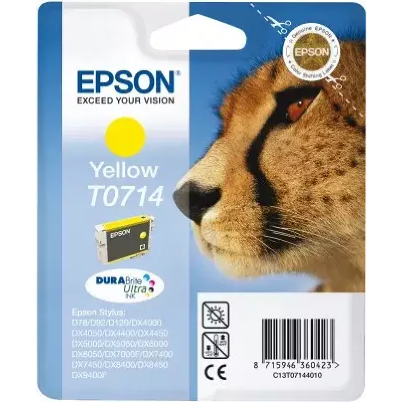 Epson Cheetah embalagem individual amarelo T0714 tinta DURABrite Ultra