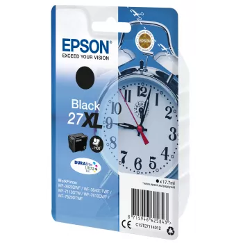 Epson Alarm Clock embalagem individual preto 27XL tinta DURABrite Ultra, autonomia alta (XL), preto, tinta pigmentada, 17,7 ml, 1 unid., 1100 páginas