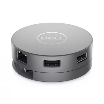 DELL Pro 7-in-1 USB-C Travel Hub - DA310, com fio, USB 3.2 Gen 2 (3.1 Gen 2) Type-C, 10,100,1000 Mbit/s, prateado, 3840 x 2160 píxeis, 1920 x 1080 píxeis