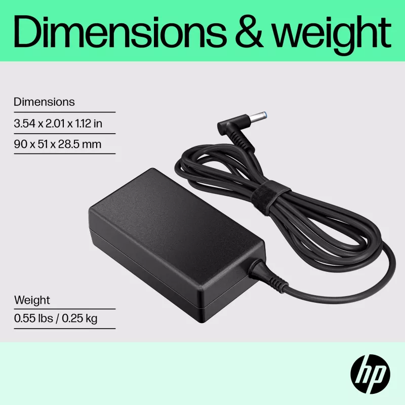 HP 65W Smart AC Adapter, compatível com HP ProBook 440 G6 Notebook PC; HP ProBook 450 G6 Notebook PC; HP ProBook x360 11..., empresarial, 5 - 35 °C, -20 - 85 °C, CCC, CE, BSMI, 47 mm