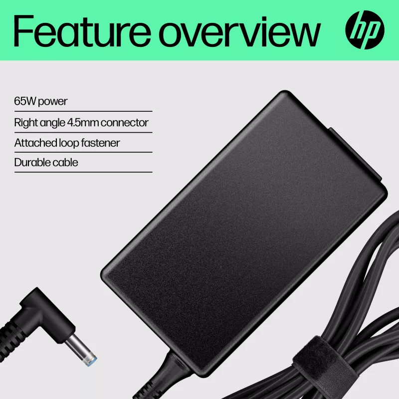 HP 65W Smart AC Adapter, compatível com HP ProBook 440 G6 Notebook PC; HP ProBook 450 G6 Notebook PC; HP ProBook x360 11..., empresarial, 5 - 35 °C, -20 - 85 °C, CCC, CE, BSMI, 47 mm